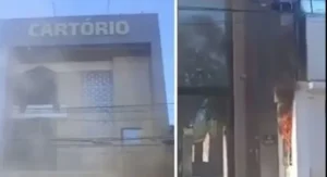Fogo atinge Cartório Civil de Juazeiro e funcionários controlam chamas Fogo atinge Cartório Civil de Juazeiro e funcionários controlam chamas
