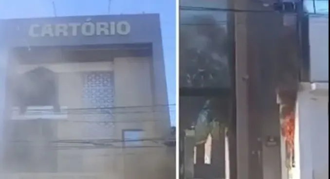 Fogo atinge Cartório Civil de Juazeiro e funcionários controlam chamas Fogo atinge Cartório Civil de Juazeiro e funcionários controlam chamas