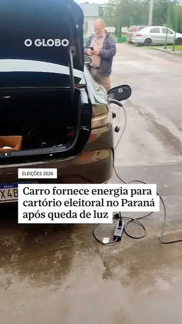 Carro elétrico fornece energia para cartório eleitoral no Paraná após queda de luz | Eleições 2026 | O Globo Carro elétrico fornece energia para cartório eleitoral no Paraná após queda de luz | Eleições 2026 | O Globo